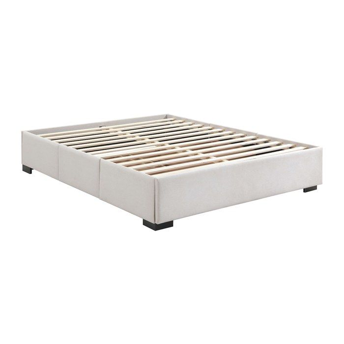Sommier avec tiroirs 140 x 190 cm - Tissu beige - KOLANE de YSMÉE Sommier avec tiroirs 140 x 190 cm - Tissu beige - KOLANE de YSMÉE