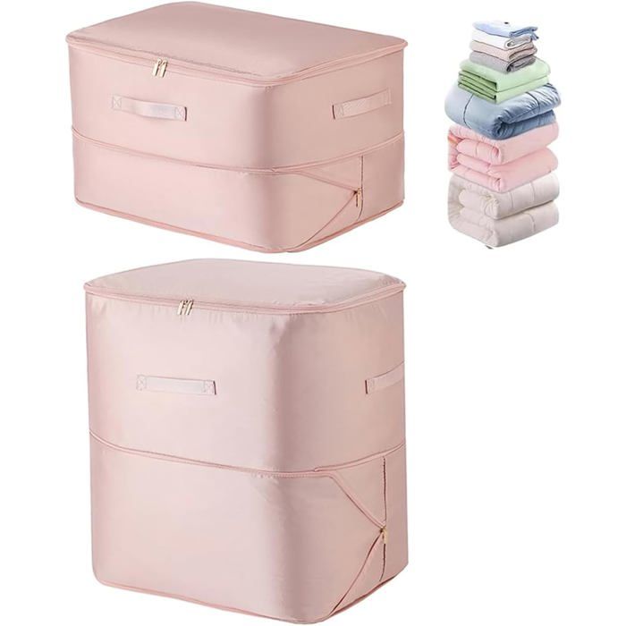 Lot De 2 Sacs De Compression Sous Vide – 52x42x30/60 Cm, Housse épaisse, Fermeture éclair, Pour Couettes Et Vêtements
