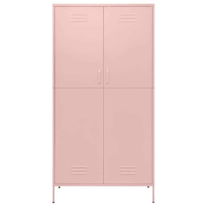 Rose Garde-robe JILLS Armoire penderie Pour chambre Rose 90x50x180 cm Acier LV1486