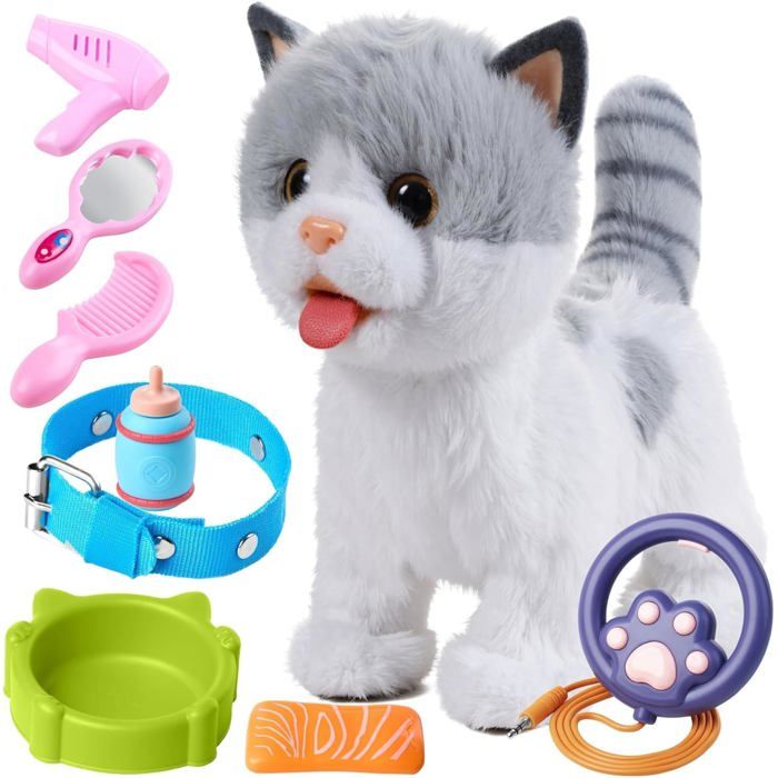 Peluche chat interactif miaule et bouge la tête et la queue - Peluche et Doudou - Jeux d'éveil Peluche chat interactif miaule et bouge la tête et la queue - Peluche et Doudou - Jeux d'éveil