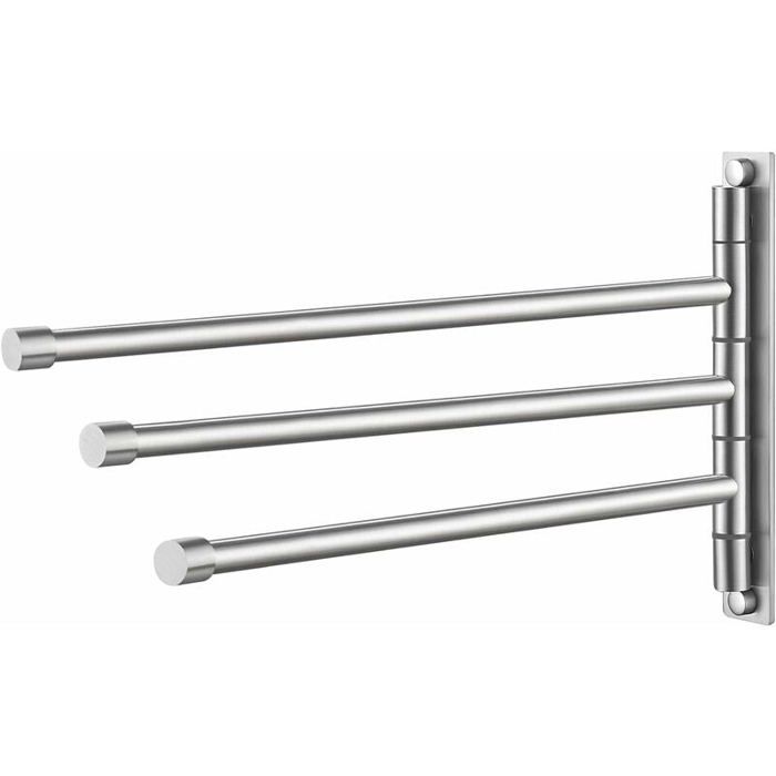 Porte-serviettes pivotant - MICH - 3 bras - Acier inoxydable SUS304 - Finition brossée - Antirouille