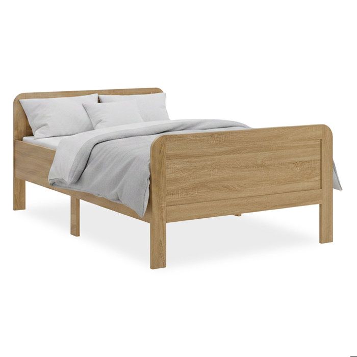 Lit Confort 120x200 cm Naturel Lit Senior Réglable en Hauteur Lit Simple Bois sans Sommier Lit Confort 120x200 cm Naturel Lit Senior Réglable en Hauteur Lit Simple Bois sans Sommier