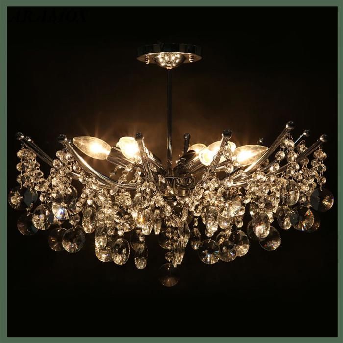 ARAMOX Plafonnier en cristal Lustre de Plafond K9 Moderne et élégant à 6 Bras pour une Décoration de Pièce luminaire suspension