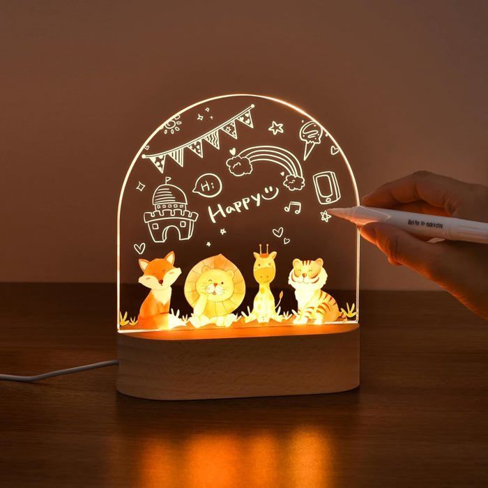 TRAHOO-Veilleuse Bébé Personnalisé avec Prenom et des Dates Lampes de Chevet à Faire Soi-même Cadeaux de Naissance Lampes [J111]