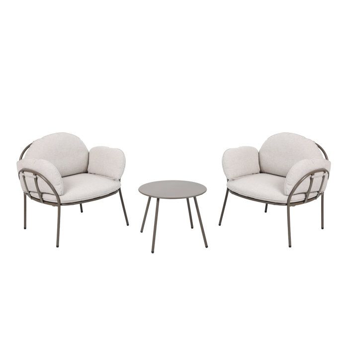 AXI Ziva Salon de Jardin avec Table et 2 chaises Coussins Inclus Ensemble pour Balcon/Extérieur 3 pièces en Oléfine/Acier