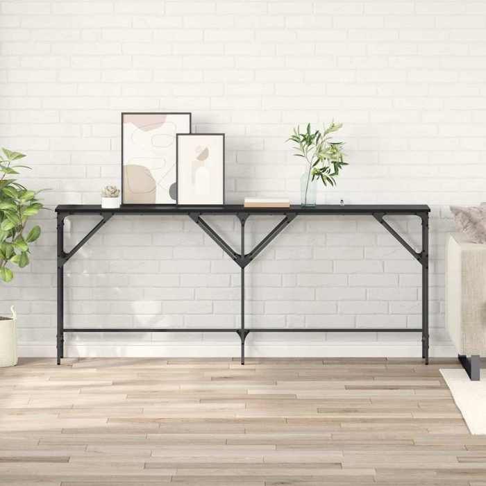Table console - ZENCORE - Armoire dentrée - Pour salon - Chêne noir 180x30x75cm Bois dingénierie M9925460