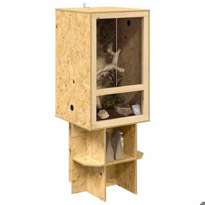 Terrarium rustique - vidaXL - osb - marron - 50 x 50 x 130 cm - matériau durable - entrée facile - usage intérieur llr47x131