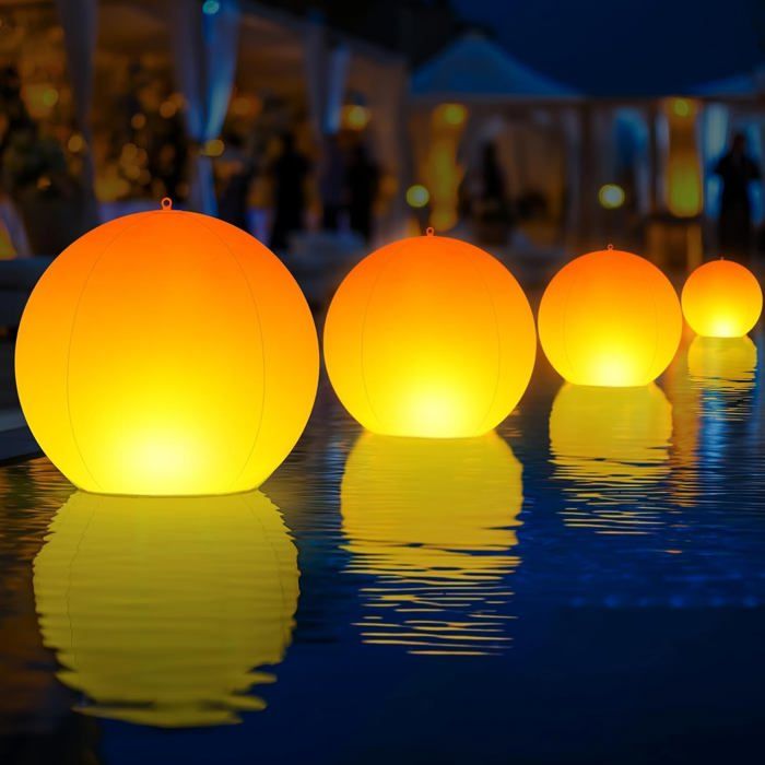 Lot de 4 lampes solaires flottantes pour piscine 35 6 cm globe lumineux flottant IP68 boules lumineuses gonflables pour piscine