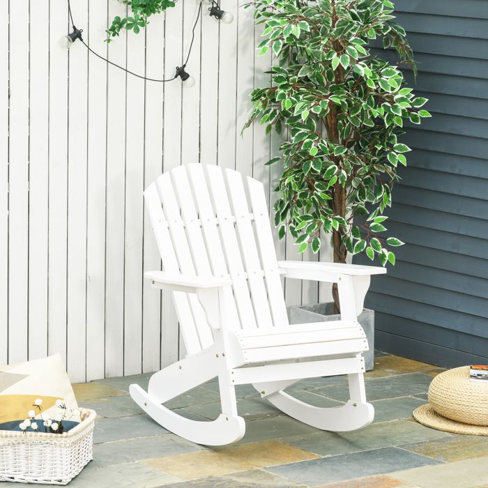 Fauteuil à bascule Adirondack de jardin 77 x 94 x 97 cm blanc chaise de balcon et mobilier de jardin