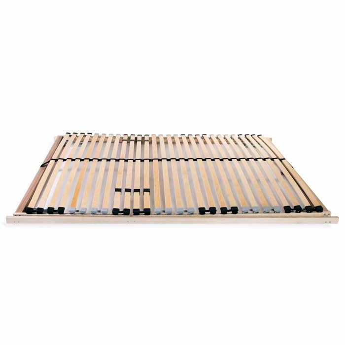 Promo“Sommier à Lattes sans matelas avec 28 Lattes 7 Zones 2 places 140x200 cm en hêtre massif avec fermeté réglable 305074