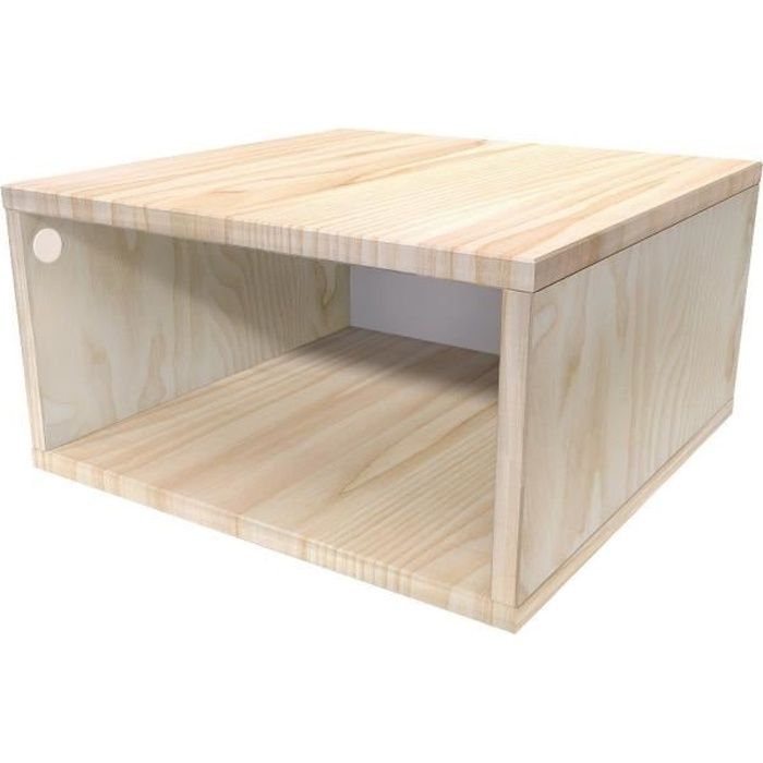 cube de rangement bois largeur 50 cm - couleur - brut, dimensions - 50x50