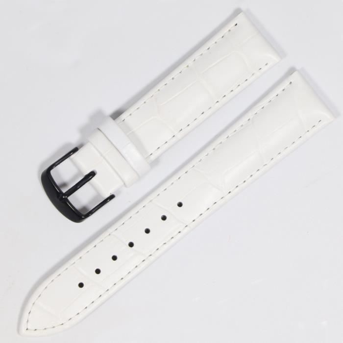 Bracelet De Montre SERGE BLANCO En Cuir Véritable Noir - Largeur 16mm - Neuf Sans étiquette