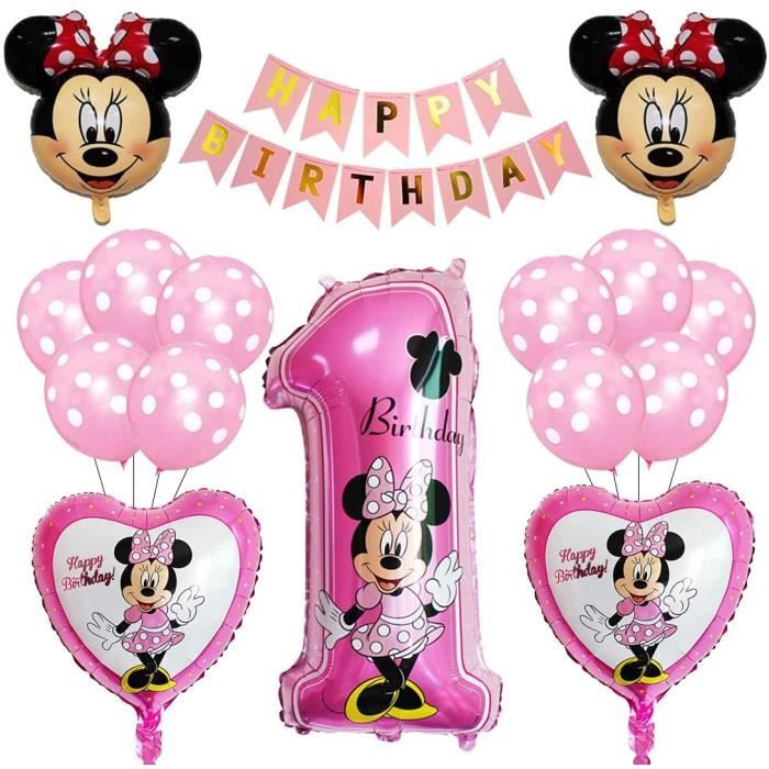 Minnie Anniversaire Decorations De Fete Fournitures Hanel Theme Minnie Rose Pour Fille 1er Decorations De Douche De Bebe Avec 8 Cdiscount Maison