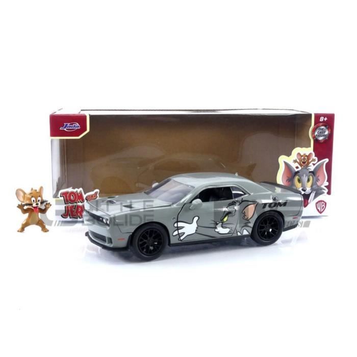 Voiture Miniature de Collection - JADA TOYS 1/24 - DODGE Challenger Hellcat- with Jerry Figure - 2015 - Grey - 33722S