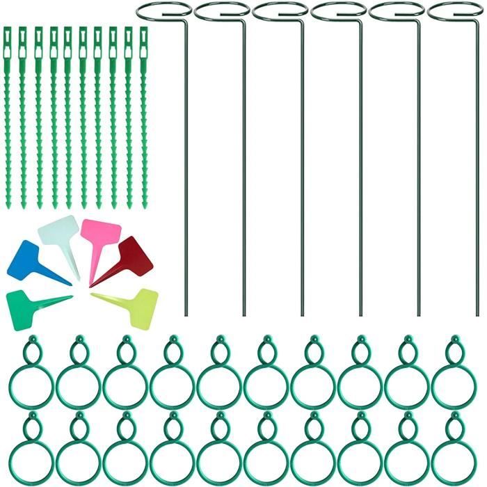 Lot De 10 Tuteurs Plantes 30 Cm SHENGYIG - Avec 20 Clips Et 10 Ancres Sol - Réglables Pour Tomates, Orchidées, Lys