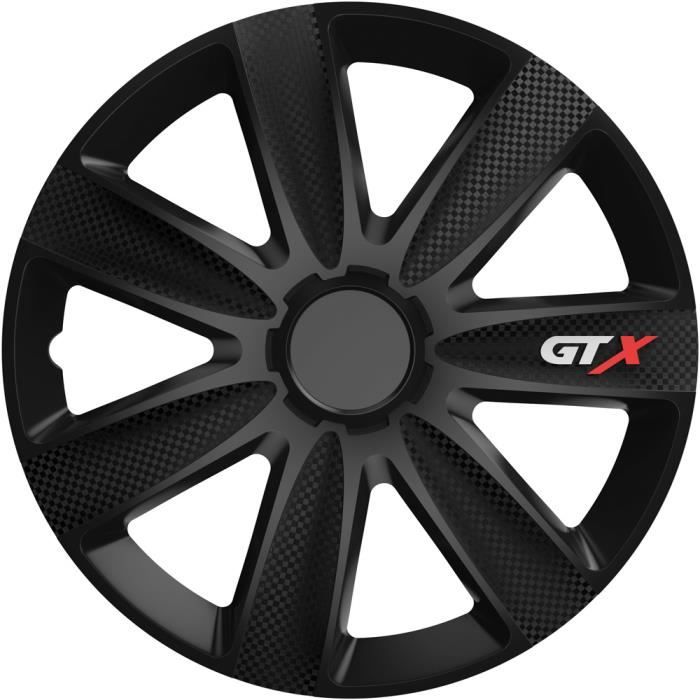 Jeu d'enjoliveurs de roue de voiture Cridem GTX Carbon 4pcs - Noir - 15''