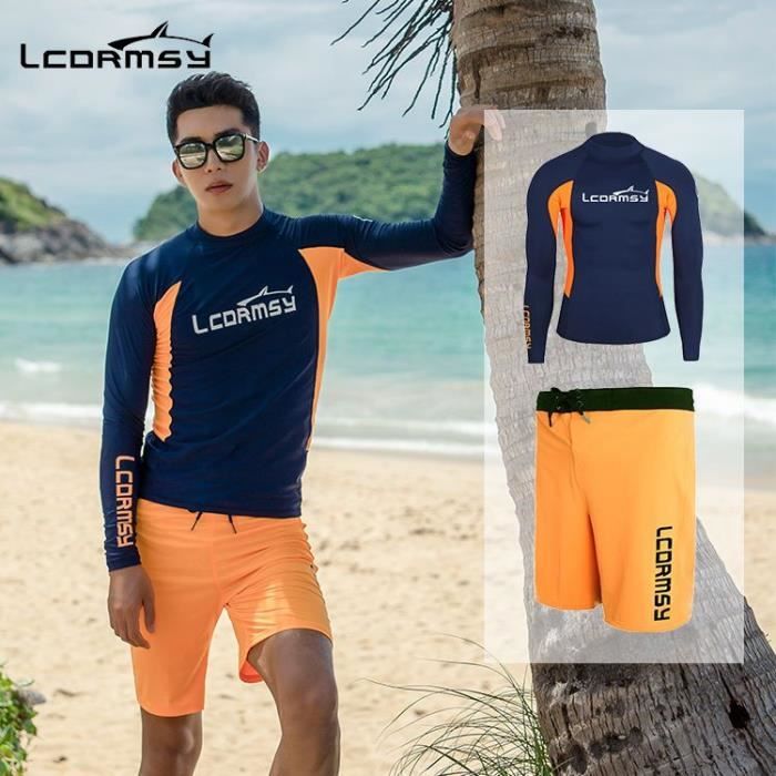L 52.5 60kg Maillot de bain a manches longues pour homme combinaison de sport natation surf sechage ra Cdiscount Maison