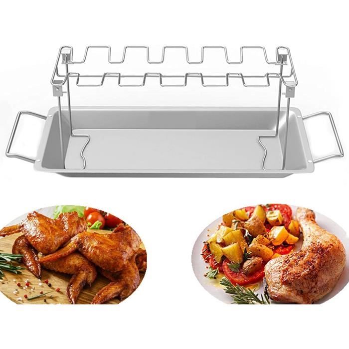 Support Pliant Acier Inoxydable Pour Cuisses De Poulet – 2 Pièces, Grille BBQ Antidérapante, Idéal Barbecue Et Pique-Nique