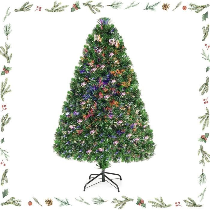 Sapin De Noël Artificiel Fibre Optique Avec Socle, Lumières Différentes