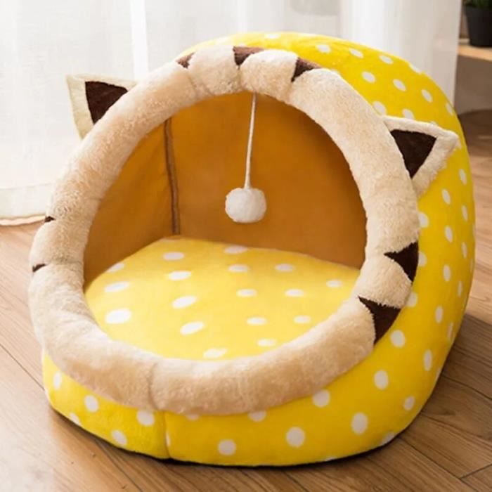 Lit Semi-fermé Pour Chien/chat, Peluche, Fond Antidérapant, Plusieurs Tailles (S, M, L), Amovible Et Lavable