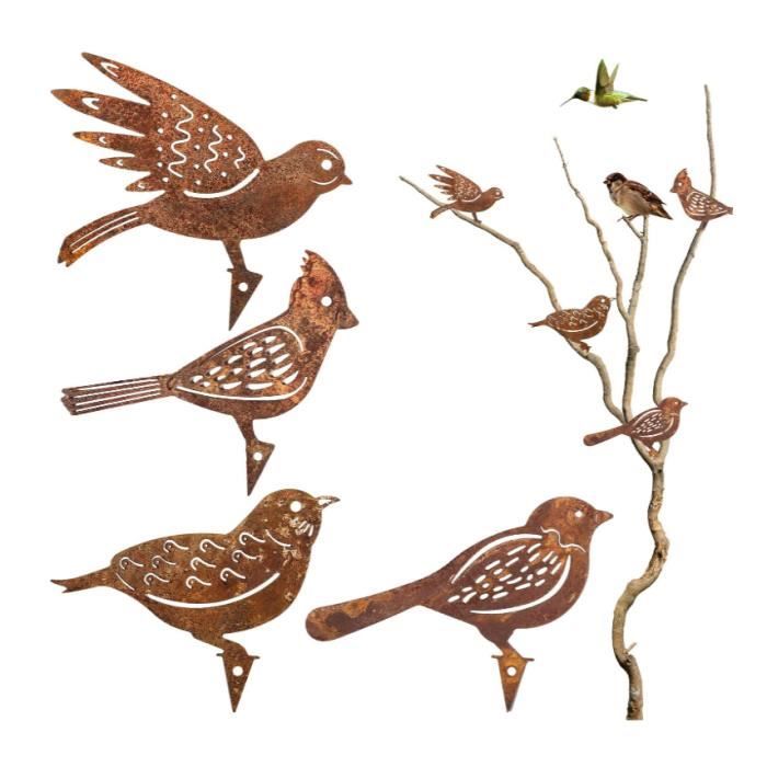 4 PCS Oiseaux Decoratifs rouillé Oiseau Decoration Deco Jardin ...