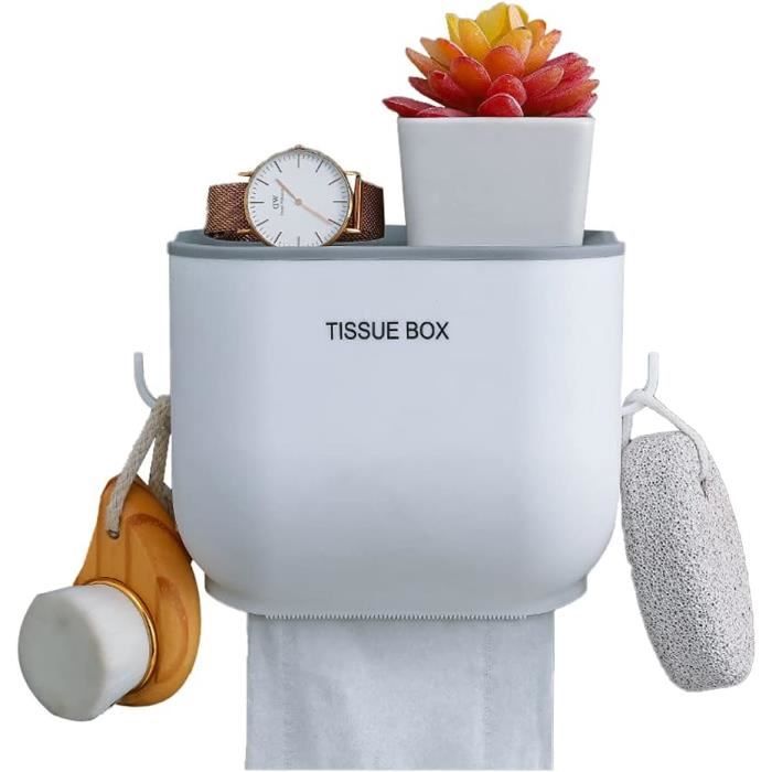Porte Papier Toilette Sur Pied WENKO 2en1 - Acier Inox Blanc, Dérouleur + Rangement 4 Rouleaux, 21x55x17 Cm