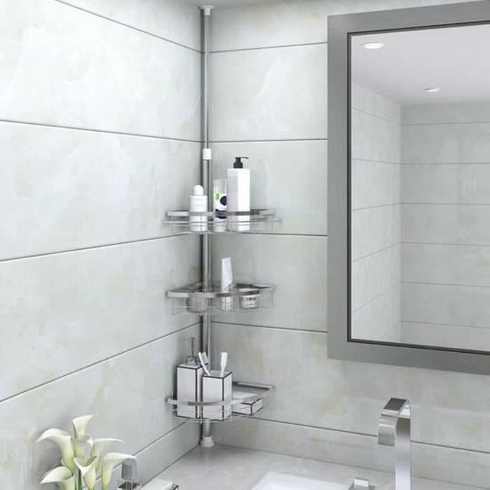 etagère de douche - serviteur de douche - etagère de douche télescopique en acier - gris