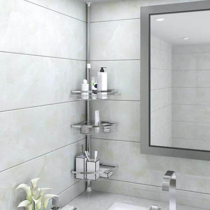 Etagère de douche - Serviteur de douche - Etagère de douche télescopique en acier - Gris