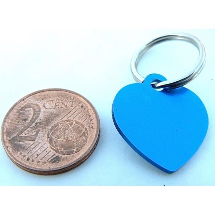 1 MÉDAILLE gravée pour chat coeur bleu (PM) personnalisation