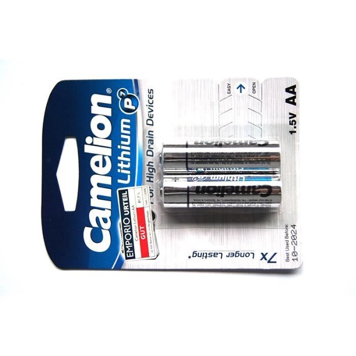 Lot De 2 Piles Rechargeables AA Camelion 1500 MAh – Ni-MH 1,2V – Neuves