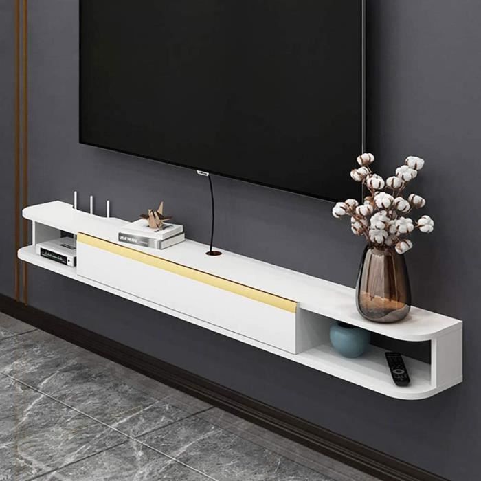 MAHANCRIS Meuble TV Mural Flottant - Étagère Suspendue Avec Rangement - Console Média Salon Ou Chambre - Marron Rustique