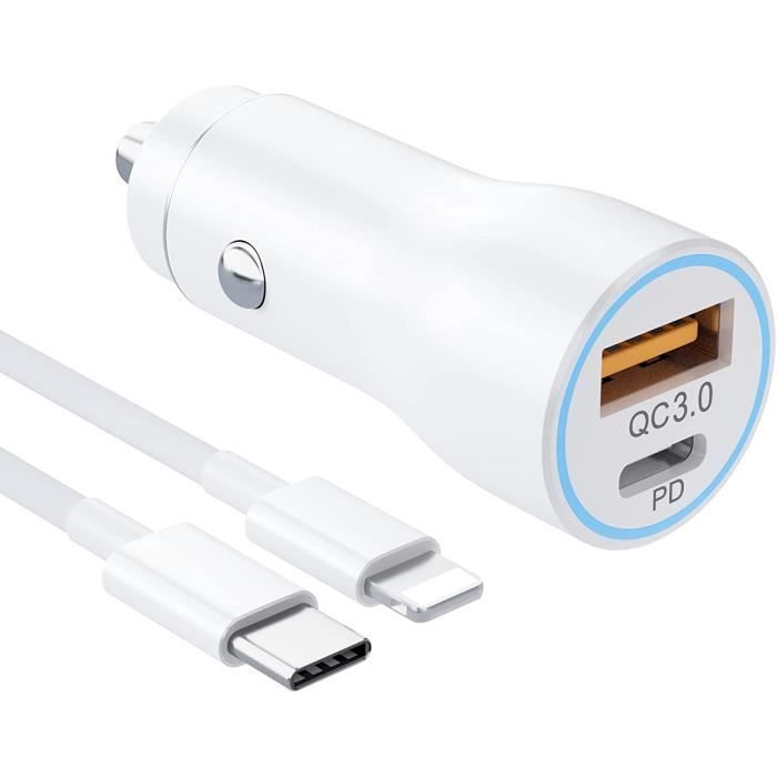 IPhone Allume Cigare Chargeur, Chargeur Voiture Rapide USB C 38W