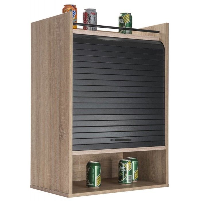 Meuble De Cuisine Chene 1 Rideau 3 Niches Coloris Noir Achat