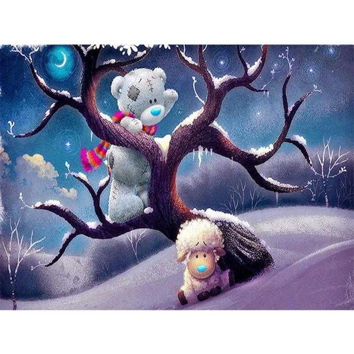 Kit Diamond Painting Naimoer 35x40cm - Broderie Diamant 5D - Scène Ours Pêche - Loisir Créatif