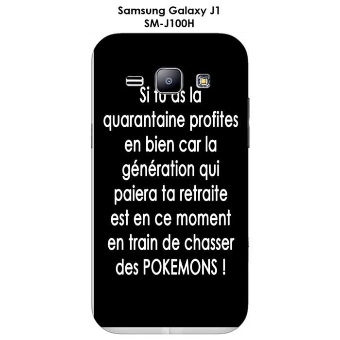 Coque Samsung Galaxy J1 Sm J100h Design Citation Pokemons Texte Blanc Fond Noir Cdiscount Telephonie