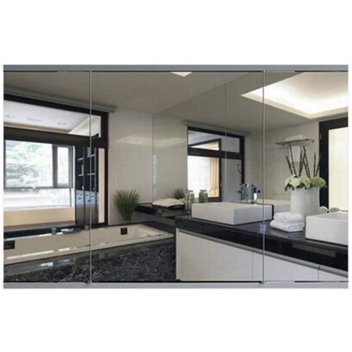 Armoires avec miroir Miroir Carré en Bois Massif Salle De Bains