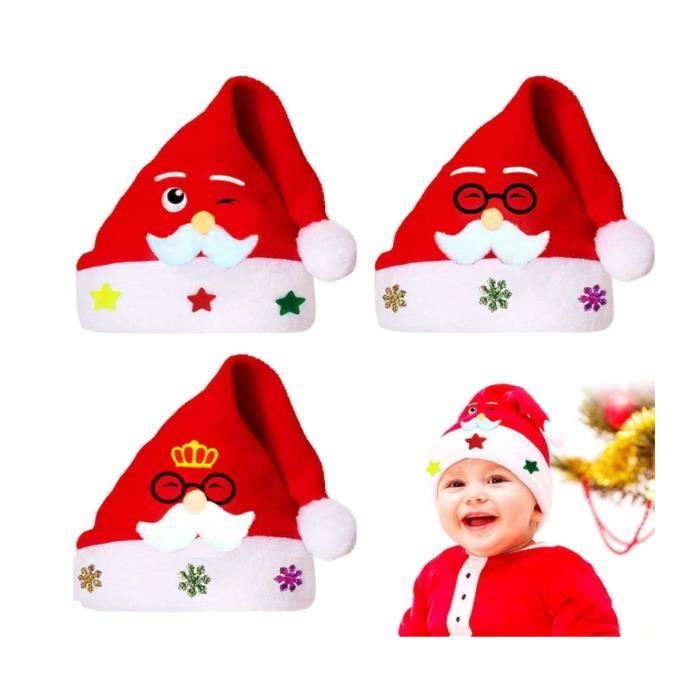 2 Bonnets Père Noël Tricotés - Rouge Et Vert Avec Pompon Blanc - Circonférence 55-62 Cm - Pour Fêtes De Noël Et Cadeaux