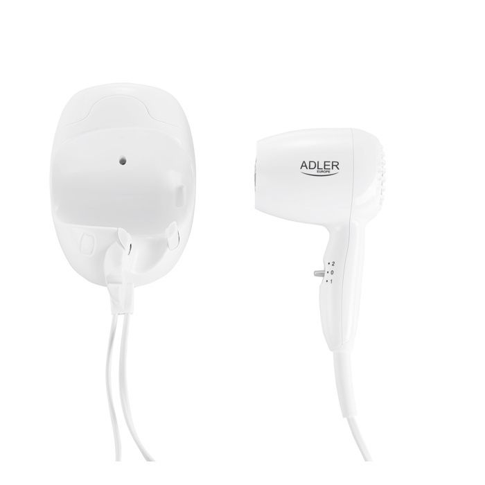 Compact Sèche-cheveux avec support mural extra long spirale Adler AD 2252 1600W Blanc