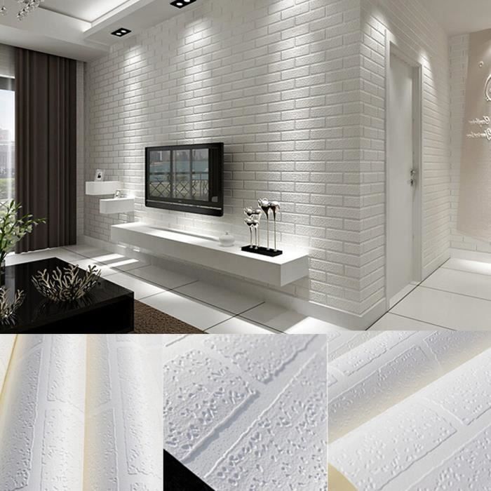 Papier Peint 3d Brique Blanc Non Adhesif Decoration Chambre 10m X