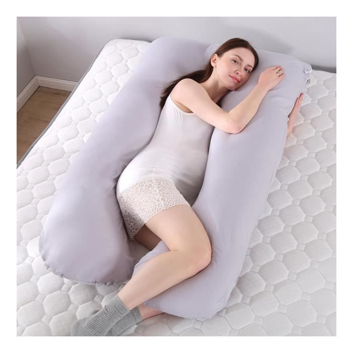 Oreiller de Grossesse Corps Entier en Forme de U pour Femmes Enceintes  Gris2 70x130cm - Cdiscount Prêt-à-Porter