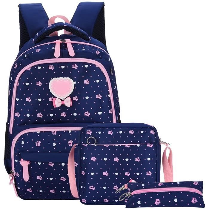 Sac à Dos Scolaire Adolescent EHOTER - Motif Cerises - Nylon - 30x18x43 Cm - Pour Filles Collège Lycée