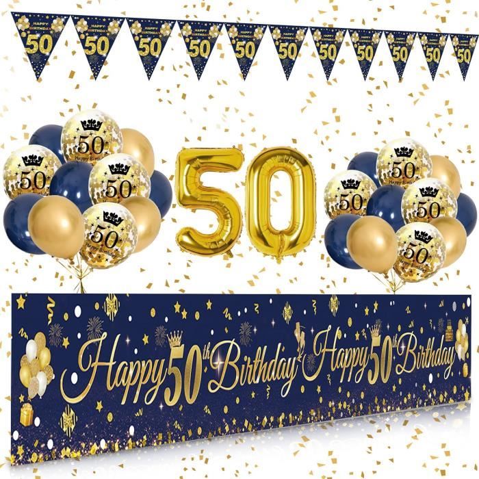 Decoration Anniversaire 50 Ans Bleu Or Pour Homme Femmeballon 50 Ans Marine Bleu Or Ballonsbanderole Joyeux Anniversaire Tria 296 Cdiscount Maison