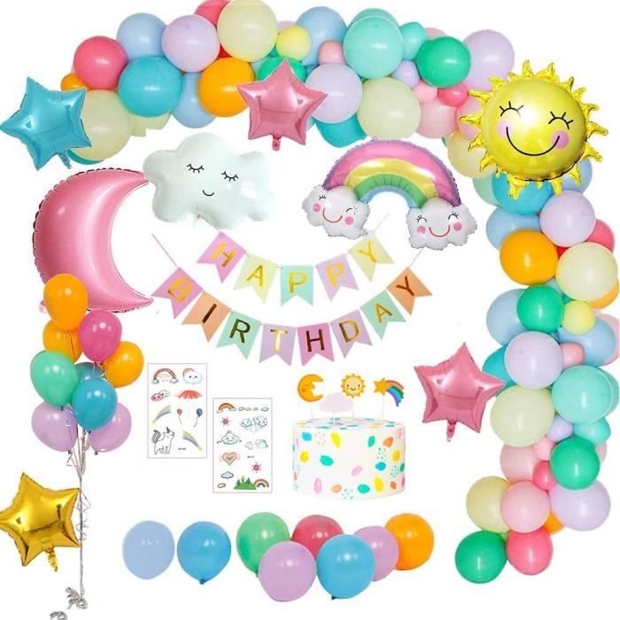 Decoration Anniversaire Fille Arc En Cielballons Anniversaire Fete Avec Banniere Happy Birthday Etoile Arcenciel Kit Annivers 453 Cdiscount Maison