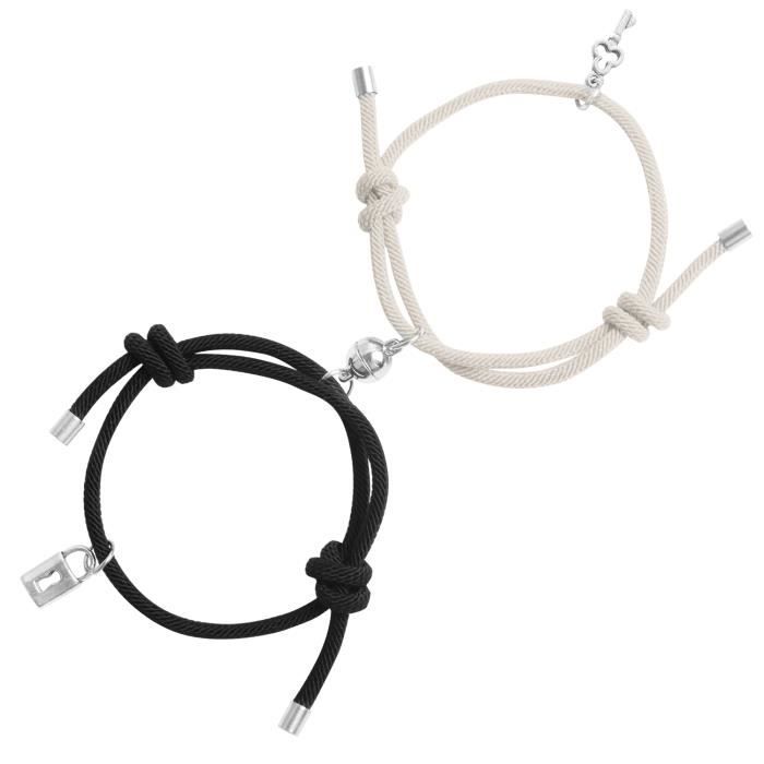 Bracelet Couple Corde Nœud De L'infini - Noir Et Rouge Avec Jade, Diamant Bouddhiste, Méditation