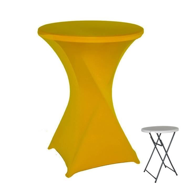 Housse Table Haute Mange-Debout Nappe Stretch Bistrot Cocktail Mariage 60*110cm Or