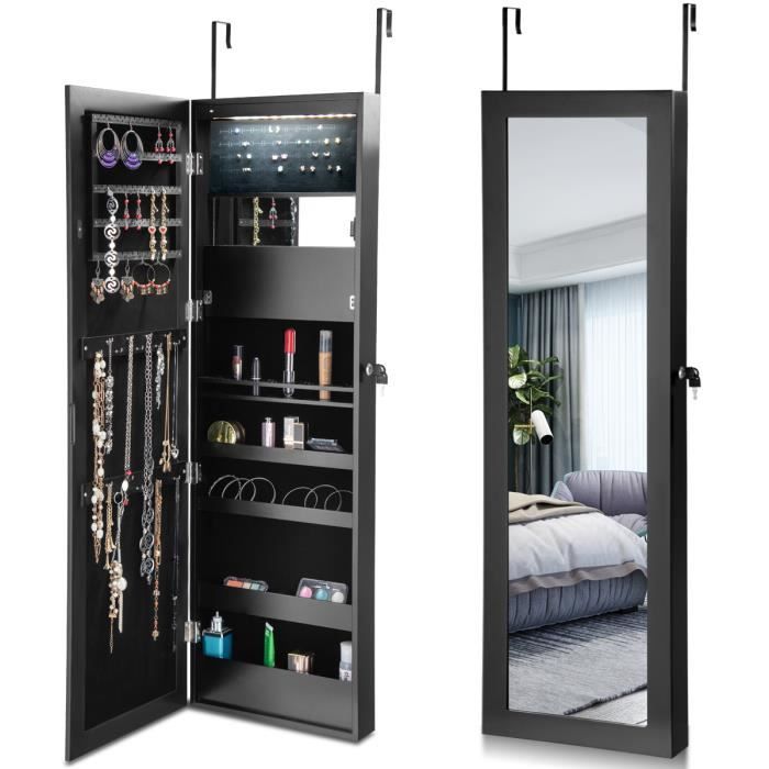 COSTWAY Armoire à Bijoux 3 En 1 Pour Enfants Avec Miroir Pleine Longueur, Portant à Vêtements