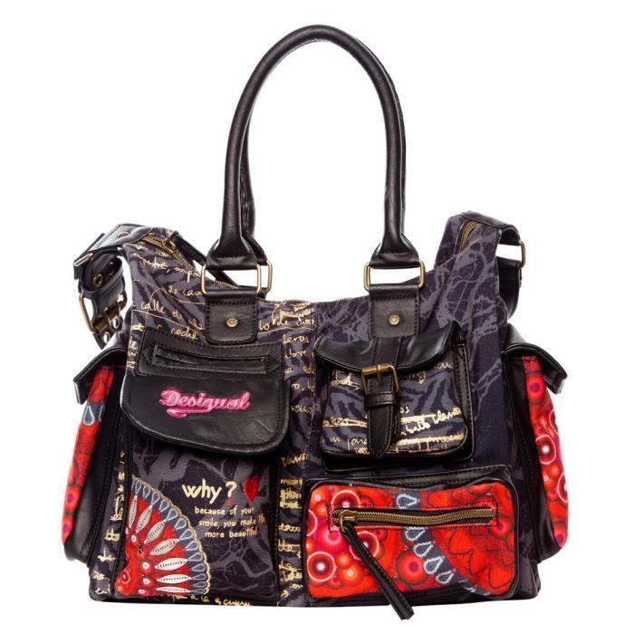 Sac DESIGUAL Lond Med Bolas Rojas Rouge Gris Dore Cdiscount Bagagerie Maroquinerie