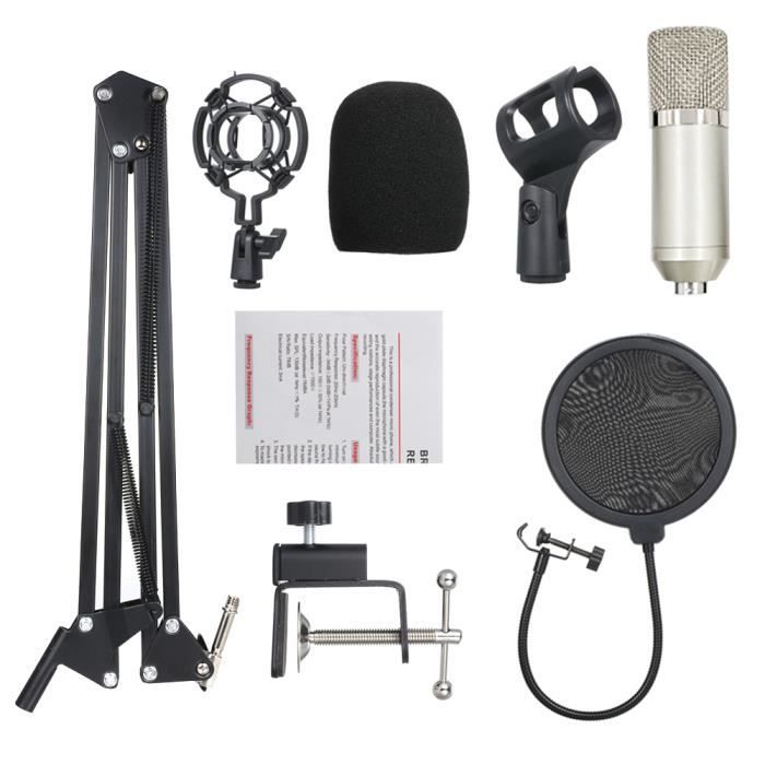 Kit d'enregistrement de studio de chant professionnel BM700 microphone microphone Mic KTV argenté