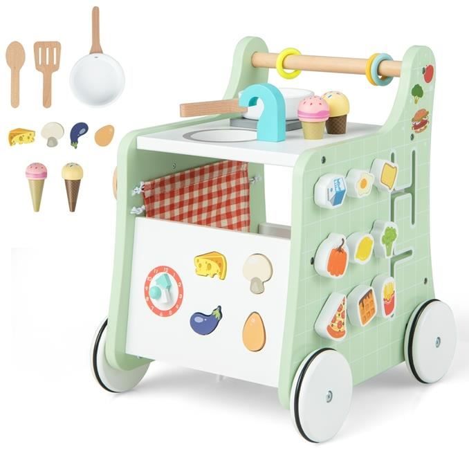 DREAMADE Chariot de Marche Bébé en Bois avec Poignée sans Bavure