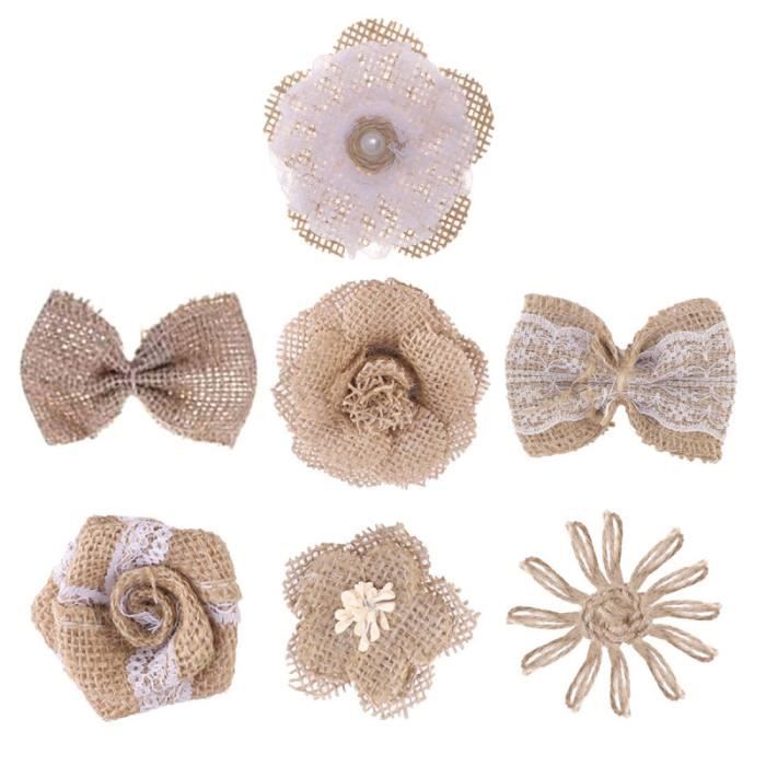 Fleurs Décoratives En Toile De Jute Petaloo - Abricot - Lot De 4